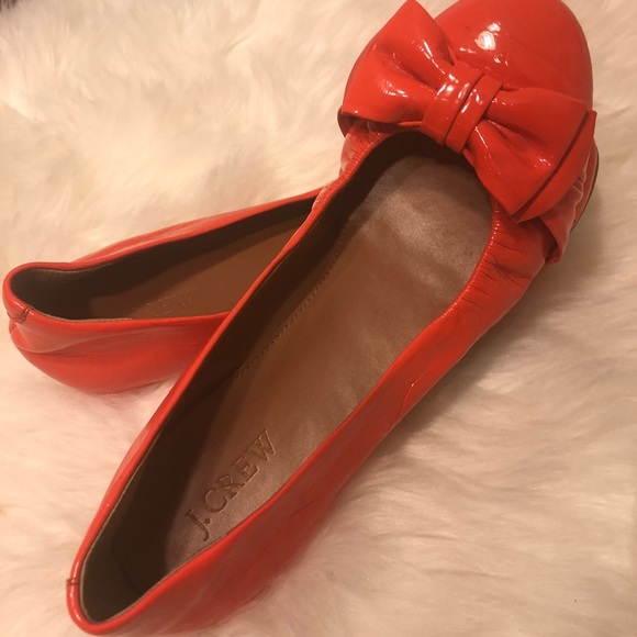 J. Crew | Coral Patent Leather Bow Toe Ballet Flat - Picture 6 of 7